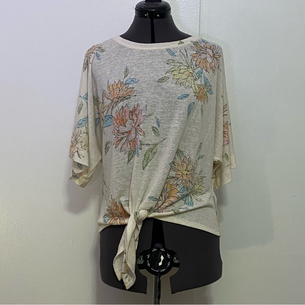 Democracy Floral Tie Front Womens Top Size Small